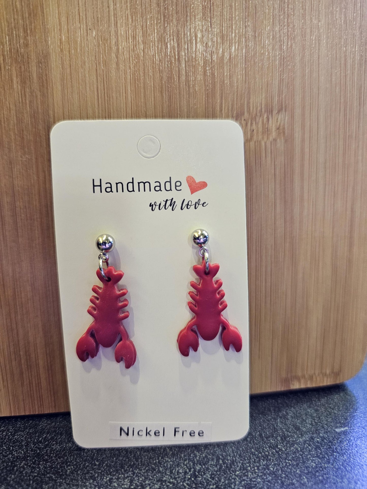 Red lobster polymer clay earrings