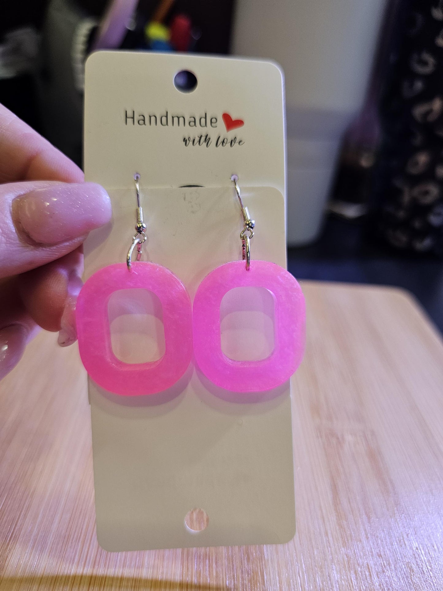 Pink Resin Earrings