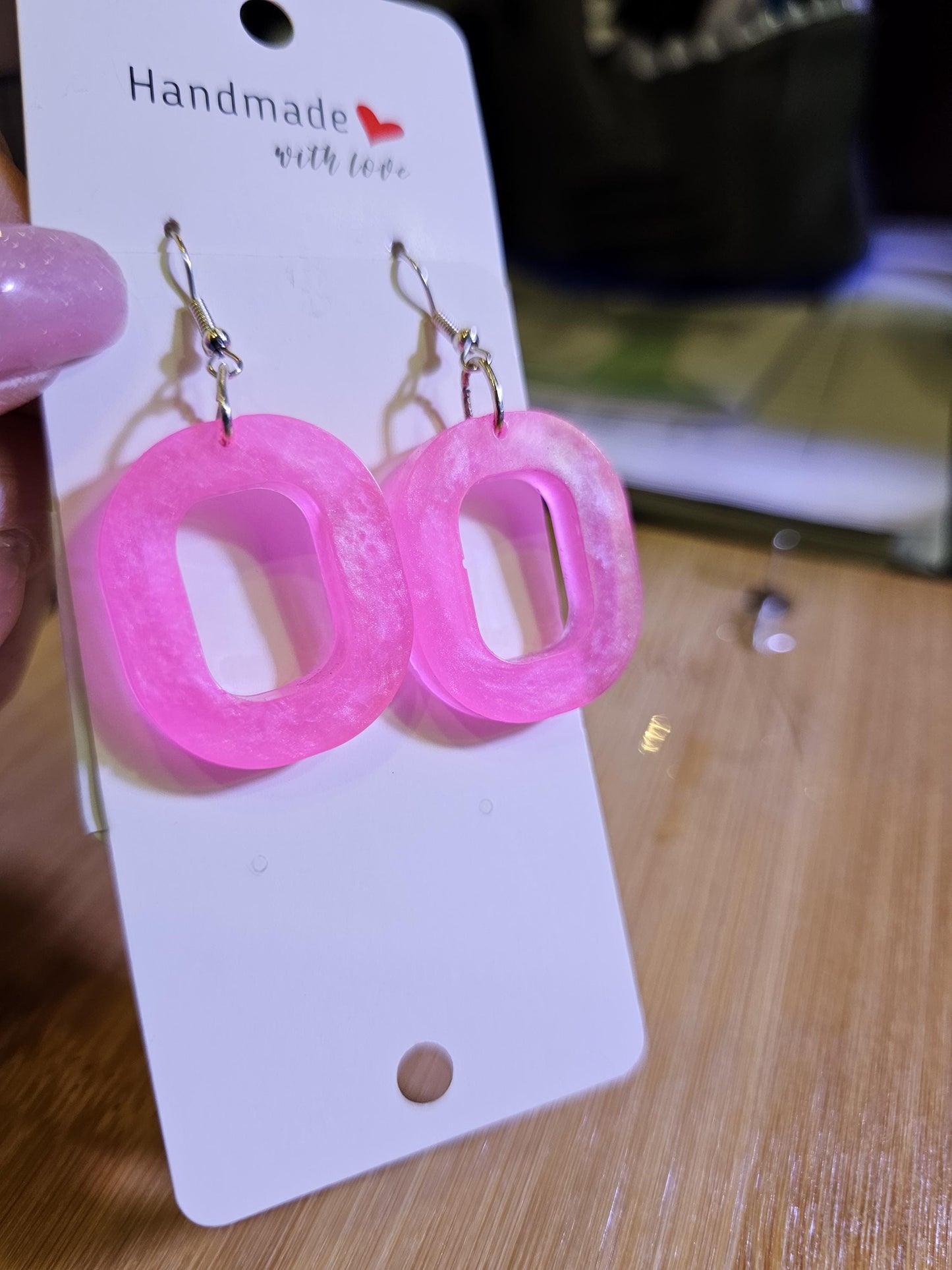 Pink Resin Earrings
