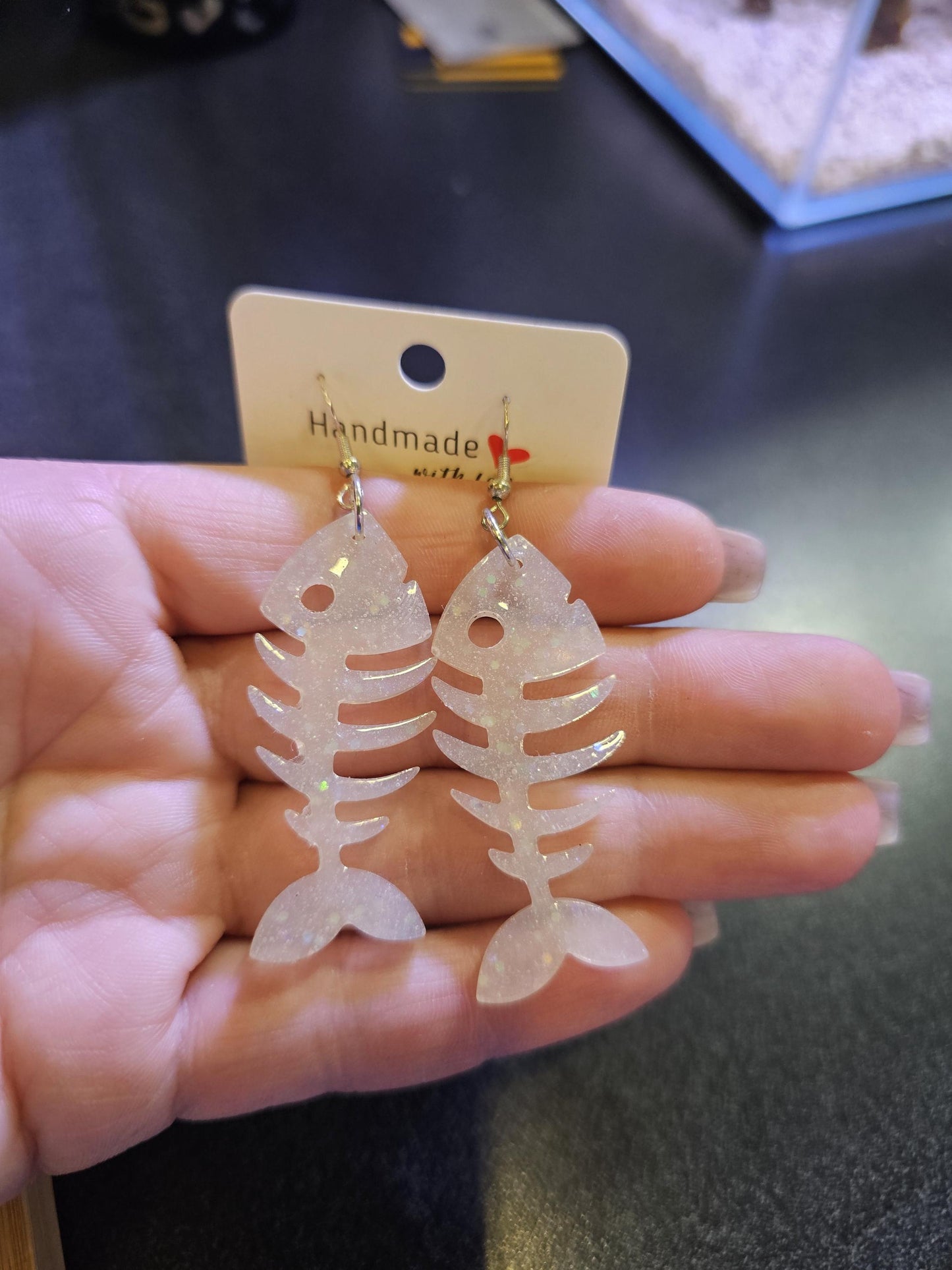 Resin Fish Bones Earrings