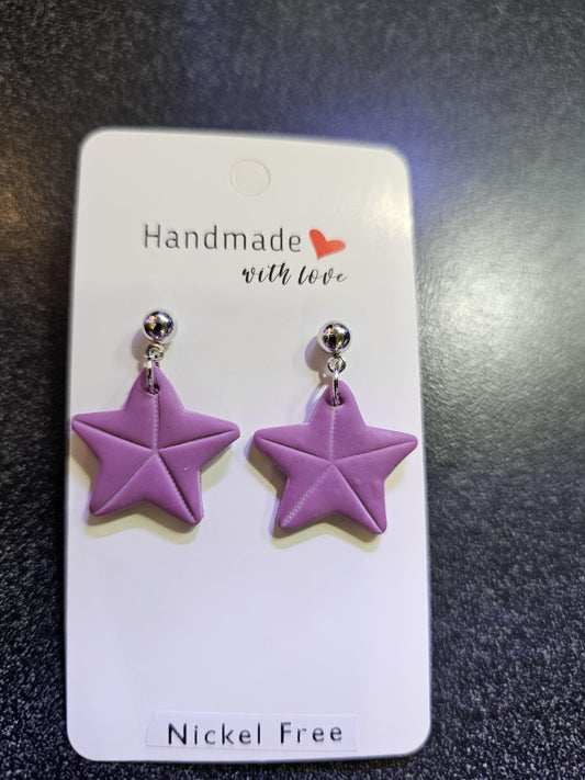 Purple starfish polymer clay earrings