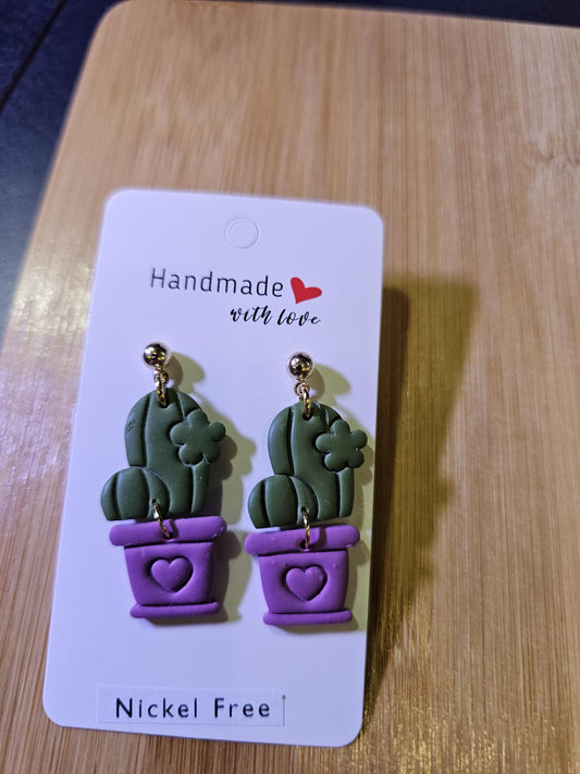 Polymer Clay Cactus Plant Earrings