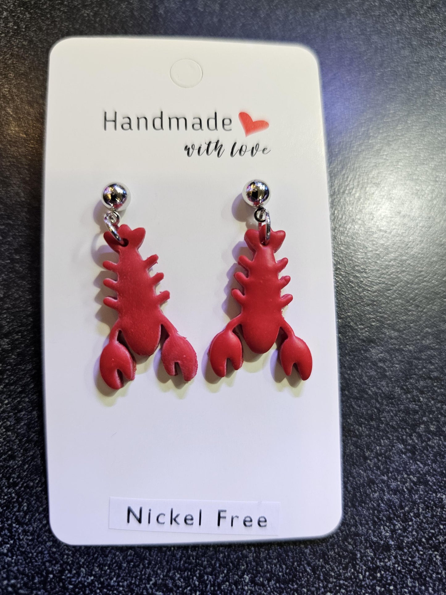 Red lobster polymer clay earrings