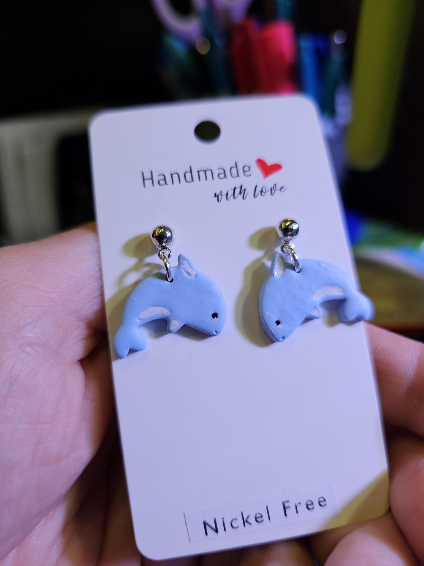 Dolphin polymer clay earrings